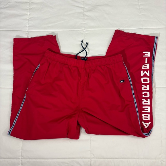 Vintage Abercrombie And Fitch Gym Issue Track Pants Red Men’s XL Drawstring - Picture 1 of 12